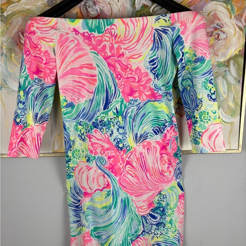 Lilly Pulitzer Off the Shoulder Dress XS – Colorful Print – Like New - Picture 6 of 12